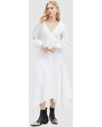 AllSaints - Aviana Broderie Organic Cotton Midi Dress - Lyst