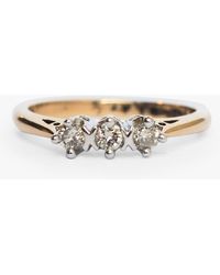 L & T Heirlooms - Second Hand 9ct Yellow Gold Triple Diamond Cluster Ring - Lyst