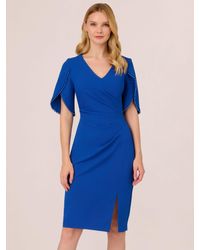 Adrianna Papell - Knit Crepe Pearl Trim Knee Length Dress - Lyst