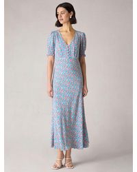 Ro&zo - Petite Ditsy Floral Print Shirred Cuff Midi Dress - Lyst