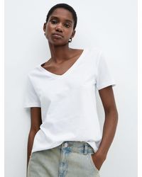 Mango - Chalapi Cotton V-neck T-shirt - Lyst