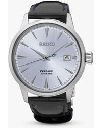Seiko - Presage Automatic Date Leather Strap Watch - Lyst