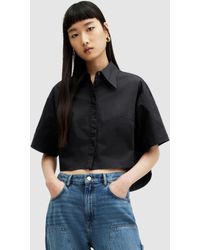AllSaints - Joanna Relaxed Fit Cropped Shirt - Lyst