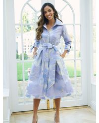 Gina Bacconi - Lauren Floral Jacquard Midi Shirt Dress - Lyst