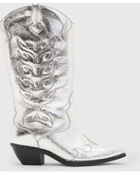 AllSaints - Dolly Western Metallic Leather Boots - Lyst