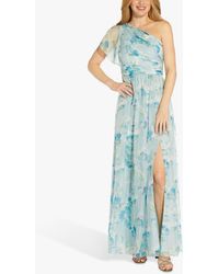 Adrianna Papell - Floral Print One Shoulder Maxi Dress - Lyst