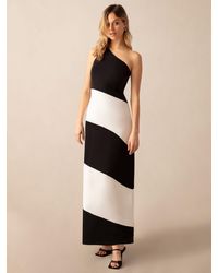 Ro&zo - Sofia Mono Stripe One Shoulder Maxi Dress - Lyst