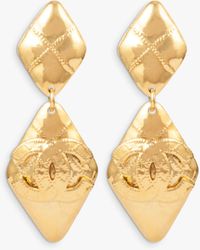 Susan Caplan - Vintage Chanel Quilted Drop Clip-on Earrings - Lyst