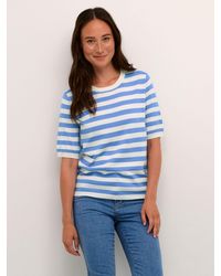 Kaffe - Lizza Short Sleeve Striped Knitted Top - Lyst
