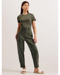 Ted Baker - Graciej High Waisted Belted Tapered Cargo Jumpsuit - Lyst