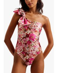 Ted Baker - Zayley One Shoulder Bow Swimsuit - Lyst