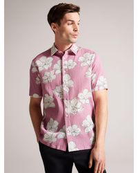 Ted Baker - Coving Short Sleeve Seersucker Floral Shirt - Lyst