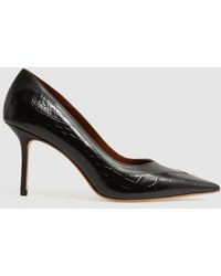 Reiss - Gwyneth High Heel Leather Court Shoes - Lyst