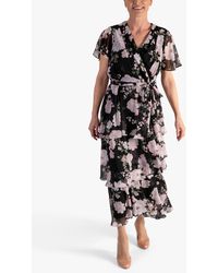 Chesca - Wild Rose Print Tiered Chiffon Maxi Dress - Lyst