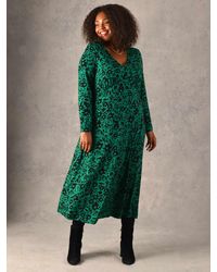 Live Unlimited - Curve Floral Print V Neck Jersey Midi Dress - Lyst