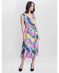 Gina Bacconi - Anastacia Fit And Flare Abstract Print Midi Jersey Dress - Lyst