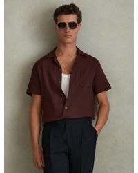 Reiss - Nitus Short Sleeve Herringbone Cuban Shirt - Lyst
