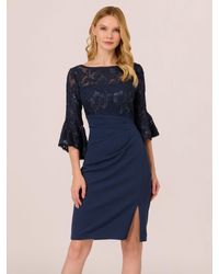 Adrianna Papell - Floral Lace Combo Sheath Dress - Lyst