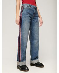Superdry - Stripe Contrast Mid Rise Wide Leg Jeans - Lyst