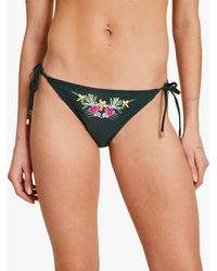 Accessorize - Embroidered Floral Tie Side Bikini Bottoms - Lyst