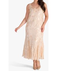 Chesca - Beaded Applique Trim Printed Devoree Dress - Lyst