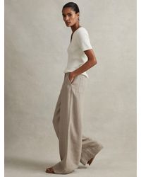 Reiss - Demi Garment Dye Linen Wide Leg Trousers - Lyst