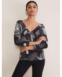 Phase Eight - Adara V-neck Abstract Jersey Top - Lyst