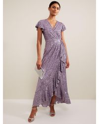 Phase Eight - Carina Sequin Maxi Wrap Dress - Lyst