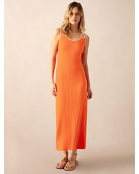 Ro&zo - Contrast Trim Rib Knit Maxi Dress - Lyst