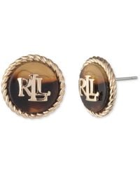 Ralph Lauren - Lauren Logo Tortoise Button Stud Earrings - Lyst