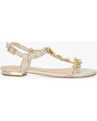 Dune - Nature Boucle Fabric Embellished Sandals - Lyst