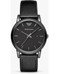 Emporio Armani - Ar1732 Date Leather Strap Watch - Lyst