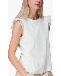 Whistles - Broderie Frill Sleeve Top - Lyst