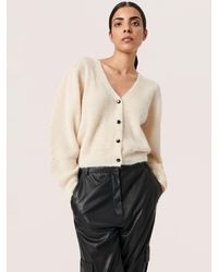 Soaked In Luxury - Tuesday Wool Blend Puff Sleeve Cardigan - Lyst
