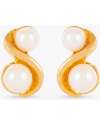 Susan Caplan - Vintage Rediscovered Collection Duo Faux Pearl Stud Earrings - Lyst