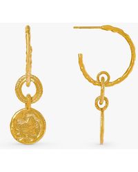 Orelia - Molten Coin Open Hoop Drop Earrings - Lyst