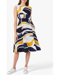Hobbs - Twitchill Linen Abstract Knee Length Dress - Lyst