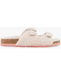 White Stuff Curly Fur Footbed Slippers - Natural
