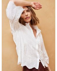 Brora - Organic Cotton Broderie Anglaise Blouse - Lyst