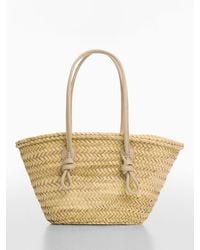 Mango - Sabina Woven Palm Leaf Basket Bag - Lyst