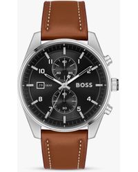 BOSS - Boss 1514161 Skytraveller Leather Strap Watch - Lyst