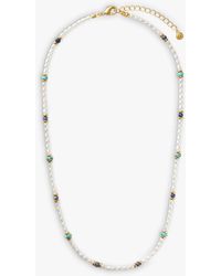 Orelia - Pearl & Semi Precious Stone Beaded Necklace - Lyst