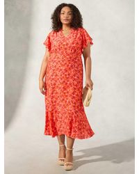 Live Unlimited - Curve Floral Print Midi Dress - Lyst