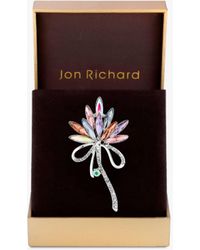 Jon Richard - Crystal Pave Floral Ribbon Brooch - Lyst
