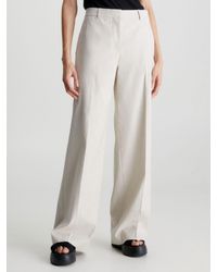 Calvin Klein - Linen Wide Leg Trousers - Lyst