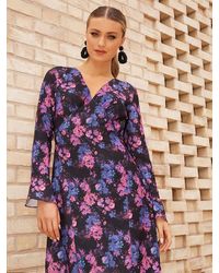 Chi Chi London - Floral Print Long Sleeve Midi Dress - Lyst