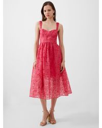 French Connection - Embroidered Lace Midi Dress - Lyst