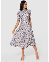 Closet - Floral Print Midi Tea Dress - Lyst