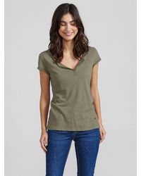Mos Mosh - Troy Cotton And Linen V Neck T-shirt - Lyst