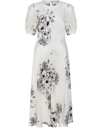 Ghost - Paloma Puff Sleeve Floral Midi Dress - Lyst